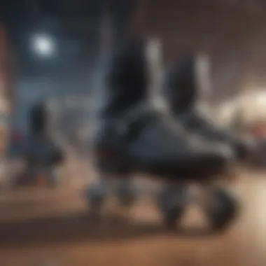 Safety gear displayed alongside inline skates, emphasizing the importance of protection while skating.