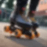 A close-up view of various inline skate types showcasing their unique designs.