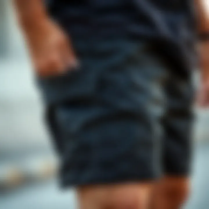 Close-up of the pockets and stitching of Russell Nylon Shorts