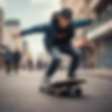 User demonstrating streetboard performance in an urban setting