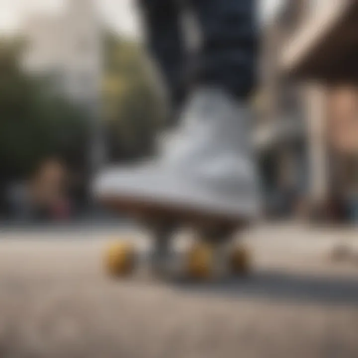 Vans Half Cab in Grey showcased on a skateboard