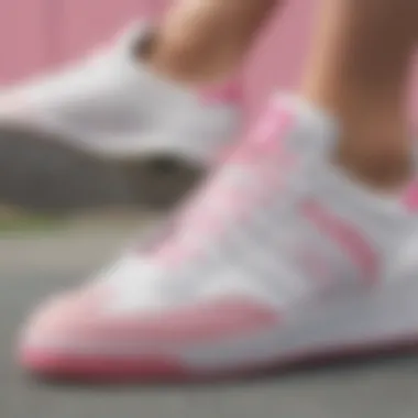 Comfort Features of Adidas White Pink Shoes Close-up of comfort features in adidas shoes