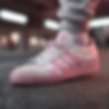 Intricate Design of Adidas White Pink Shoes Adidas white pink shoes showcasing intricate design details