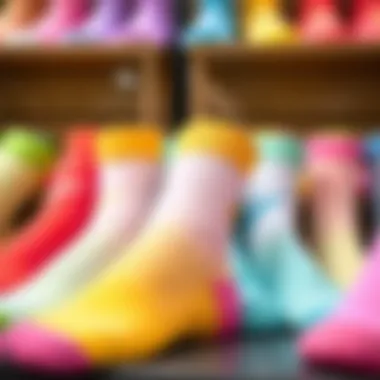 Vibrant Display of Pastel Nike Socks Colorful array of pastel Nike socks displayed in a vibrant setting