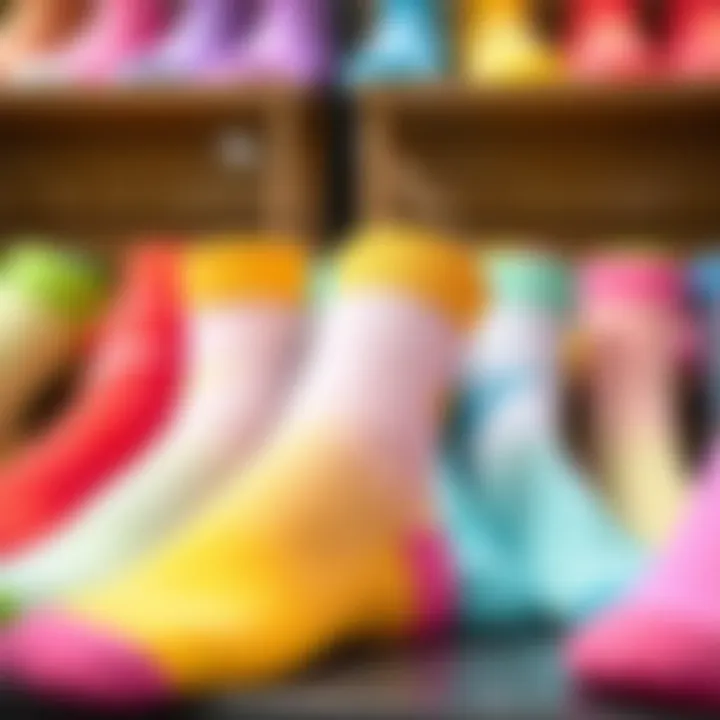 Vibrant Display of Pastel Nike Socks Colorful array of pastel Nike socks displayed in a vibrant setting