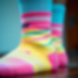 Close-up of pastel Nike socks showcasing the texture and design