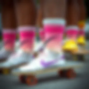 Pastel Nike Socks in Skate Culture Group of skateboards featuring pastel designs and Nike socks