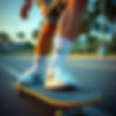 Skate Style with Pastel Nike Socks Skater wearing pastel Nike socks paired with streetwear