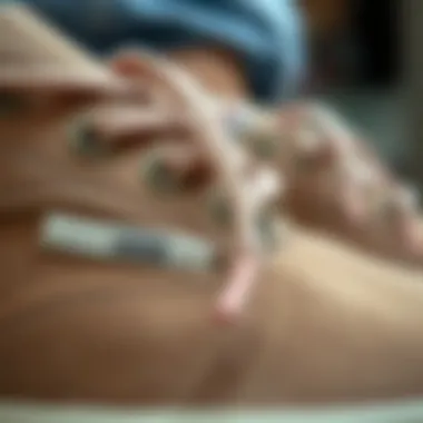 Close-up of taupe Vans showcasing texture and material quality