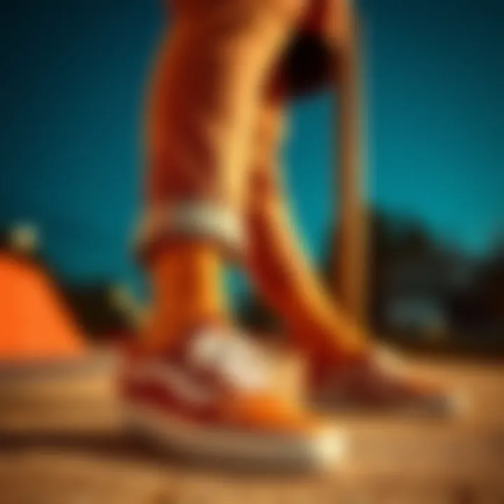 Fashionable outfit paired with taupe Vans, highlighting styling versatility