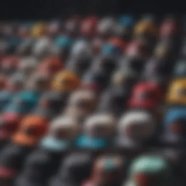 Diverse Styles of Snapback Hats A collection of vibrant snapback hats showcasing various styles