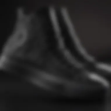 Detailed Design of All Black Converse Close-up of the detailing on all black Converse high tops