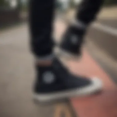 All Black Converse in Skate Culture Stylish all black Converse high tops on a skateboarding ramp