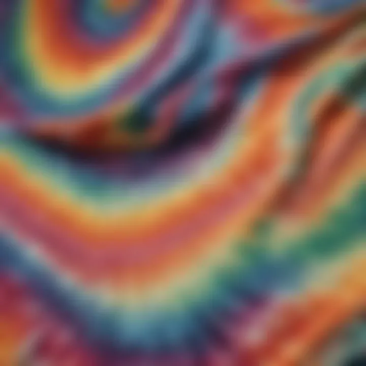 Close-up of tie-dye pattern on fabric