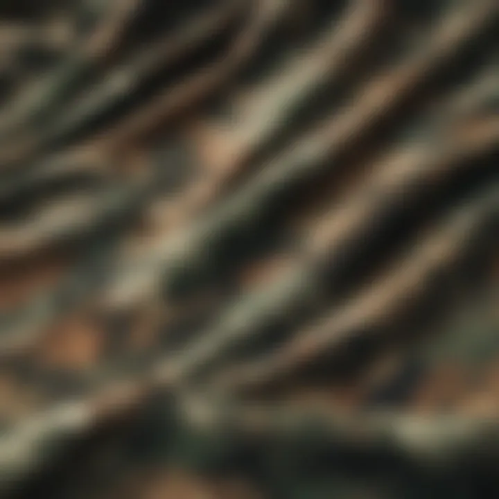 Close-up of fabric texture of camo pants