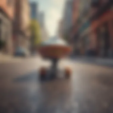 Dynamic Long Board on Vibrant Urban Street Dynamic long board on a vibrant urban street