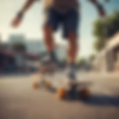 Skater performing tricks on a long board