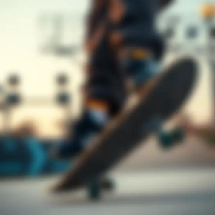 Skater performing a trick while wearing black Adidas shoes