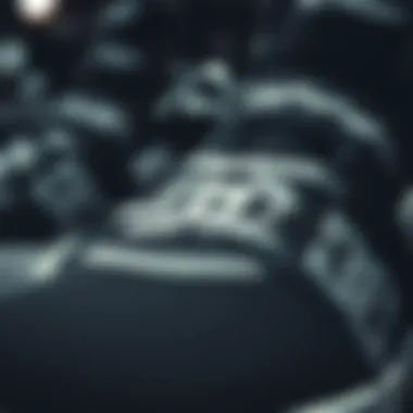 Design Details of Black and Grey DC Shoes Close-up of black and grey DC shoes showcasing design details