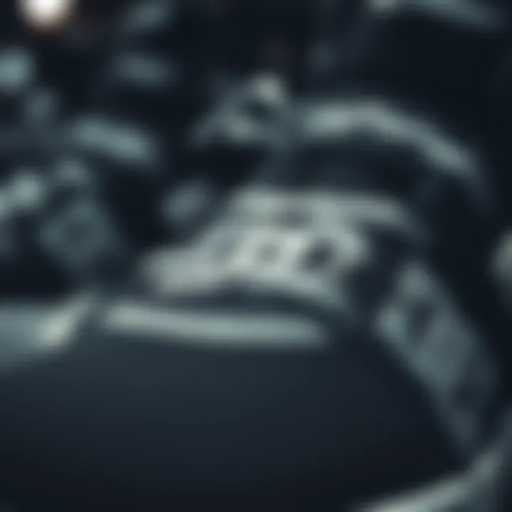 Design Details of Black and Grey DC Shoes Close-up of black and grey DC shoes showcasing design details