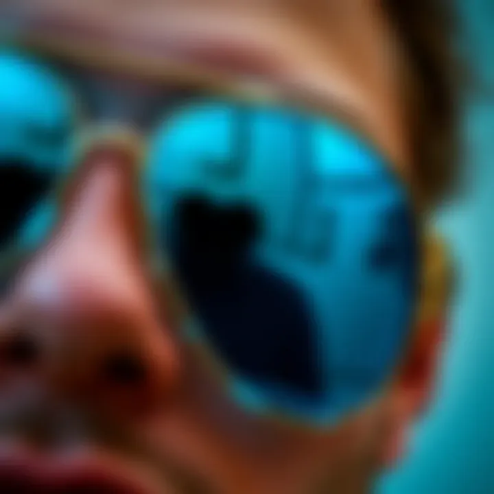 Examining the Unique Tint of Blue Flash Lenses Close-up of blue flash lenses highlighting their unique tint