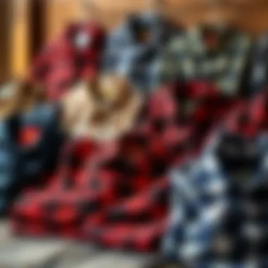 A collection of Brixton flannels displayed in a stylish arrangement