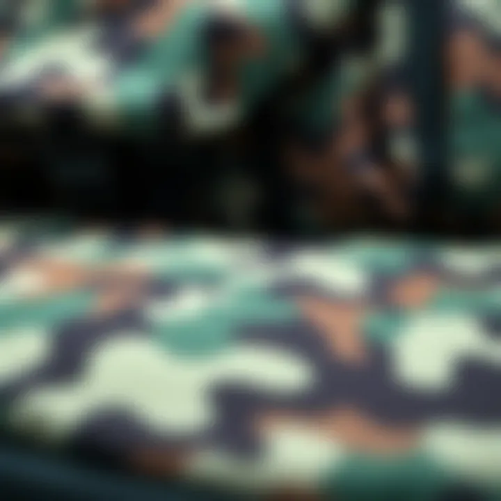 Detailed view of camo bookbag materials