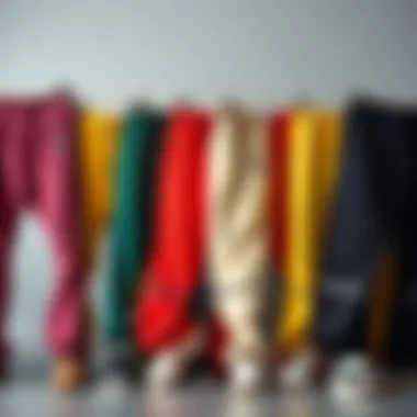 A collection of Champion thin sweatpants in various colors and designs, showcasing their range and appeal.