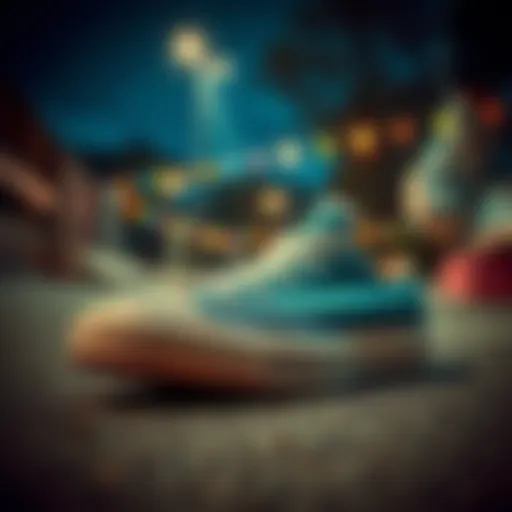 Classic Chuck shoes showcased in a vibrant skate park setting