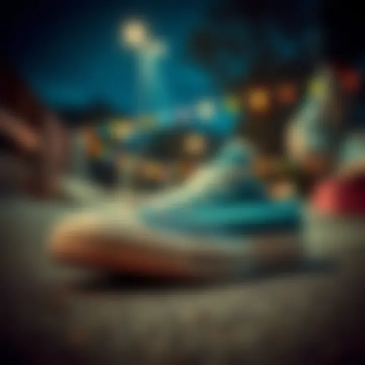 Classic Chuck shoes showcased in a vibrant skate park setting