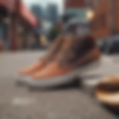 Close-up of chukka skate shoes showcasing their unique design elements.