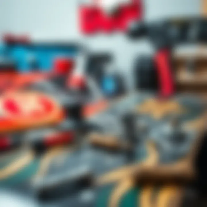 Skateboard maintenance tools and tips displayed creatively