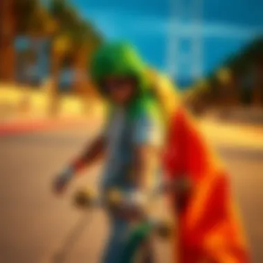 Skateboarding culture incorporating color blocking styles