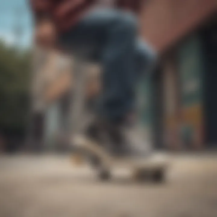 Skateboarder wearing Converse custom leather platform in action