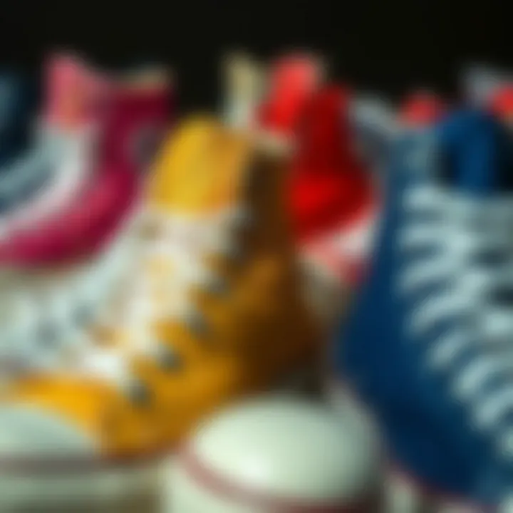 Collection of various colors and styles of Converse high tops
