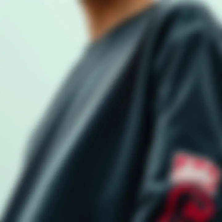 Detailing and Quality Craftsmanship Close-up of fabric and design details on a long sleeve t-shirt for skaters