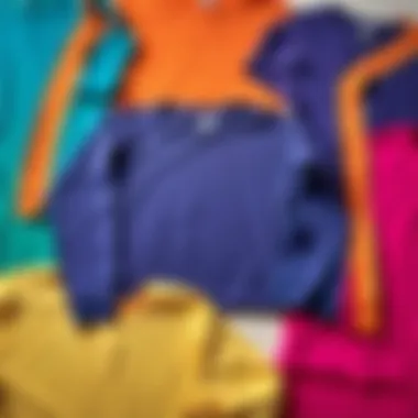 Colorful T-Shirt Collection Flat lay of vibrant long sleeve t-shirts designed for skating