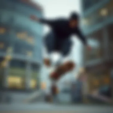 Action Shot: Skater in Dark Cargo Pants Skater performing tricks in dark cargo pants