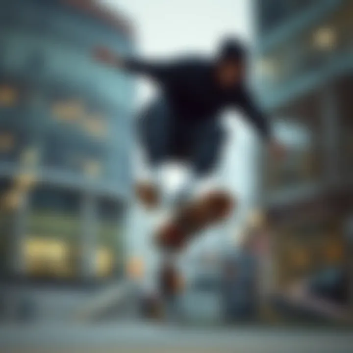 Action Shot: Skater in Dark Cargo Pants Skater performing tricks in dark cargo pants