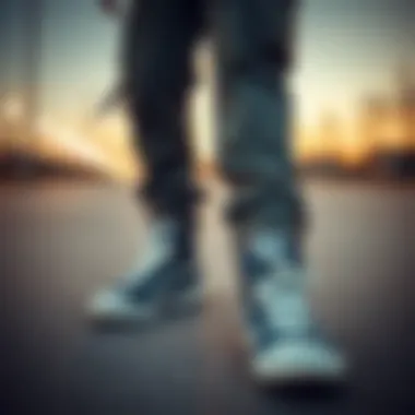 A Perfect Combo: Dark Cargo Pants and Skate Shoes Stylish dark cargo pants paired with skate shoes