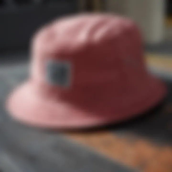 Close-up of the fabric and stitching details of a DC bucket hat