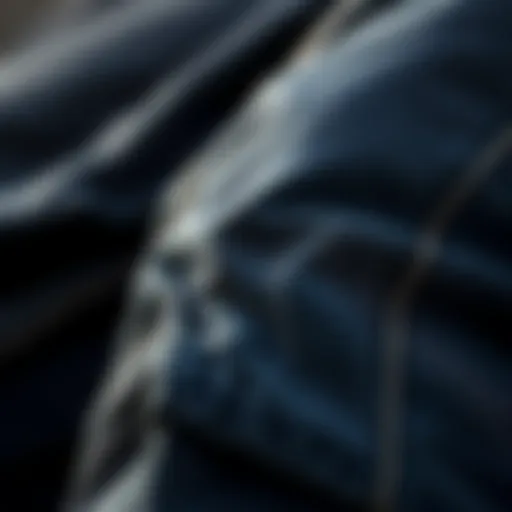 Close-up view of double knee carpenter jeans showcasing stitching and fabric details