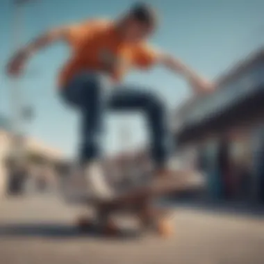 Fusion of Style and Sport in Skate Culture Skateboarder demonstrating the fusion of style and sport