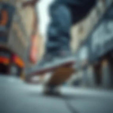 A skater performing a trick while wearing Fila shoes in an urban environment.