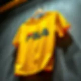 Vibrant Fila yellow t-shirt displayed on a textured background
