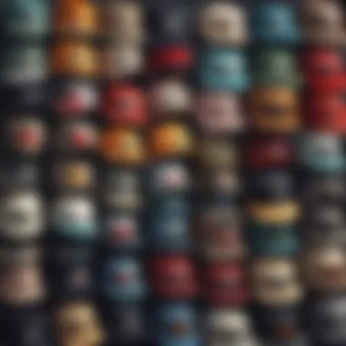 Diverse Styles of Five Panel Hats A collection of stylish five panel hats in various colors and designs