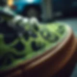 Close-up of the green slip detail on Vans shoes