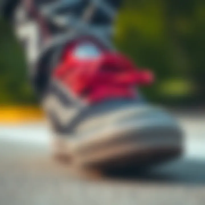 Detailed view of the sole of a grey half cab emphasizing performance