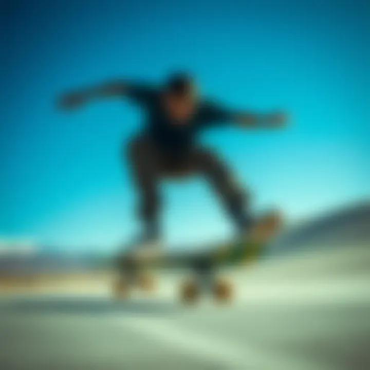 Skateboarder performing a trick with Grizzly Griptape