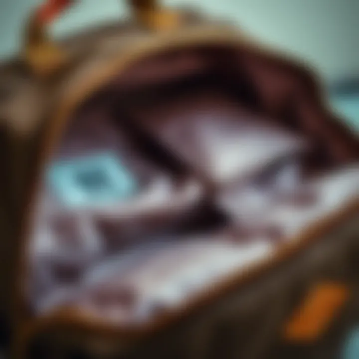 Close-up of the compartments inside the Herschel Classic Mid Volume backpack